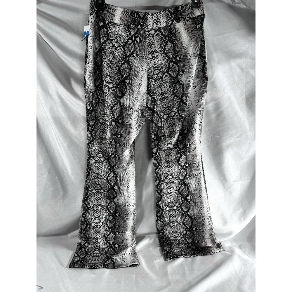 Ms Mode Snakeskin Print‎ Flared Leggings Women's Size 44 NWT